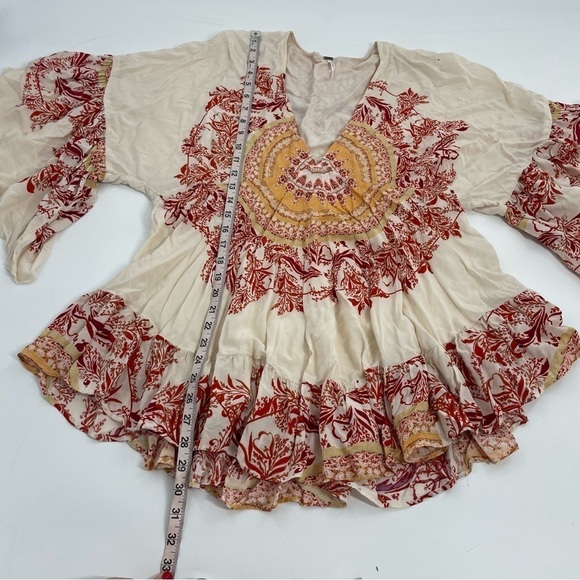 Free People Sunset Dreams Tunic Top Cream Boho Flowy Bollywood Small - Picture 6 of 12